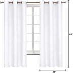 BGment Room Darkening Curtains 63 Inches Long - Grommet Thermal Insulated Drapes Window Treatment Curtains for Bedroom, 2 Panels, 38 x 63 Inch, Pure White
