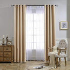 NICETOWN Biscotti Beige Blackout Curtains 84 inches Long for Bedroom - Thermal Insulated Solid Grommet Room Darkening Window Treatments Sound Reducing for Living Room (2 Panels, W52 x L84)