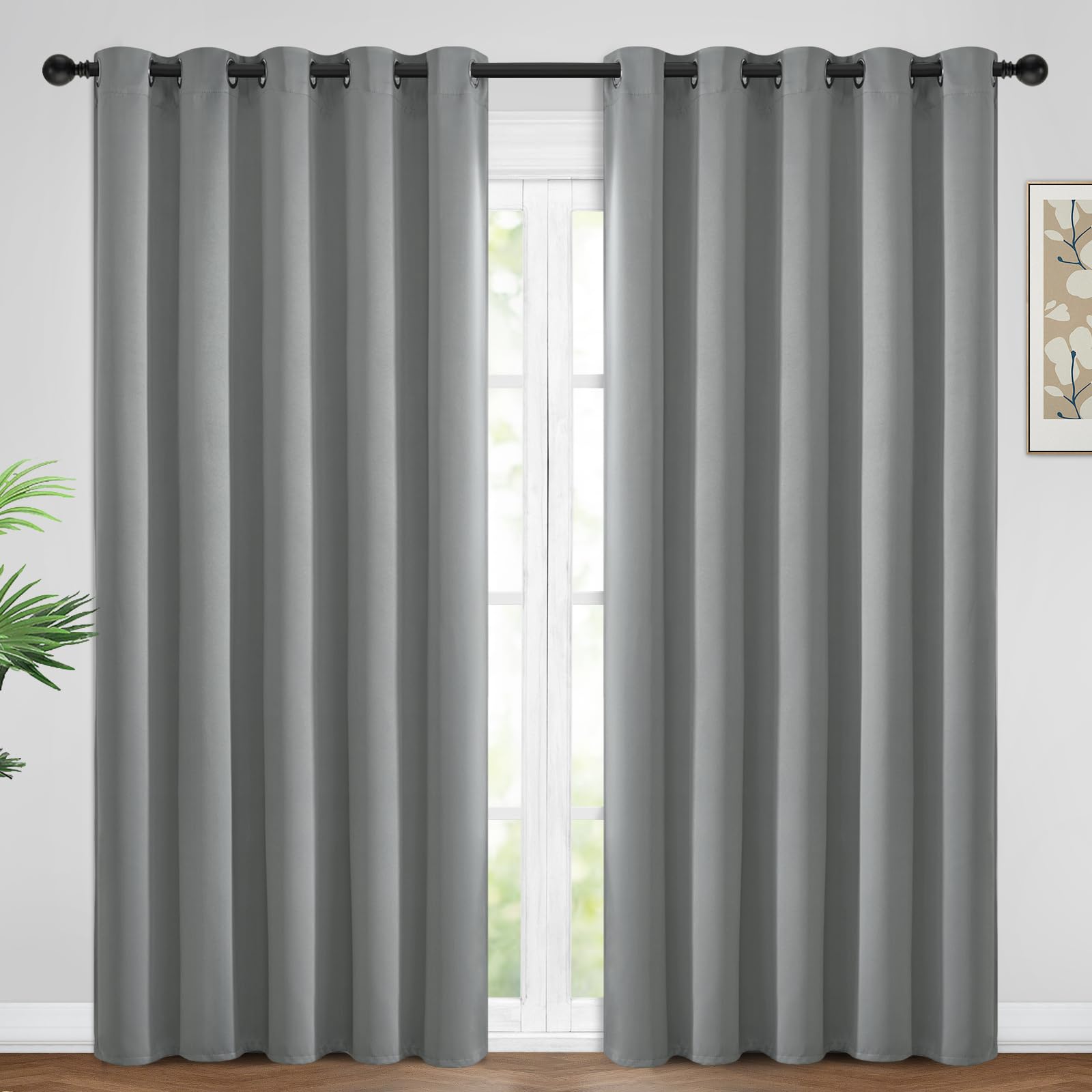Yakamok Room Darkening Curtains 62x84 inch Length Dove Grey-Living Room