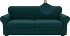 XINEAGE New 3 Pieces Couch Covers for 2 Extra Large Cushion Sofa Super Stretch Sofa Cover for 2 Large Seat Universal Loveseat Slip Cover for Living Room (Blackish Green), 71"-91"(2 Cushions)