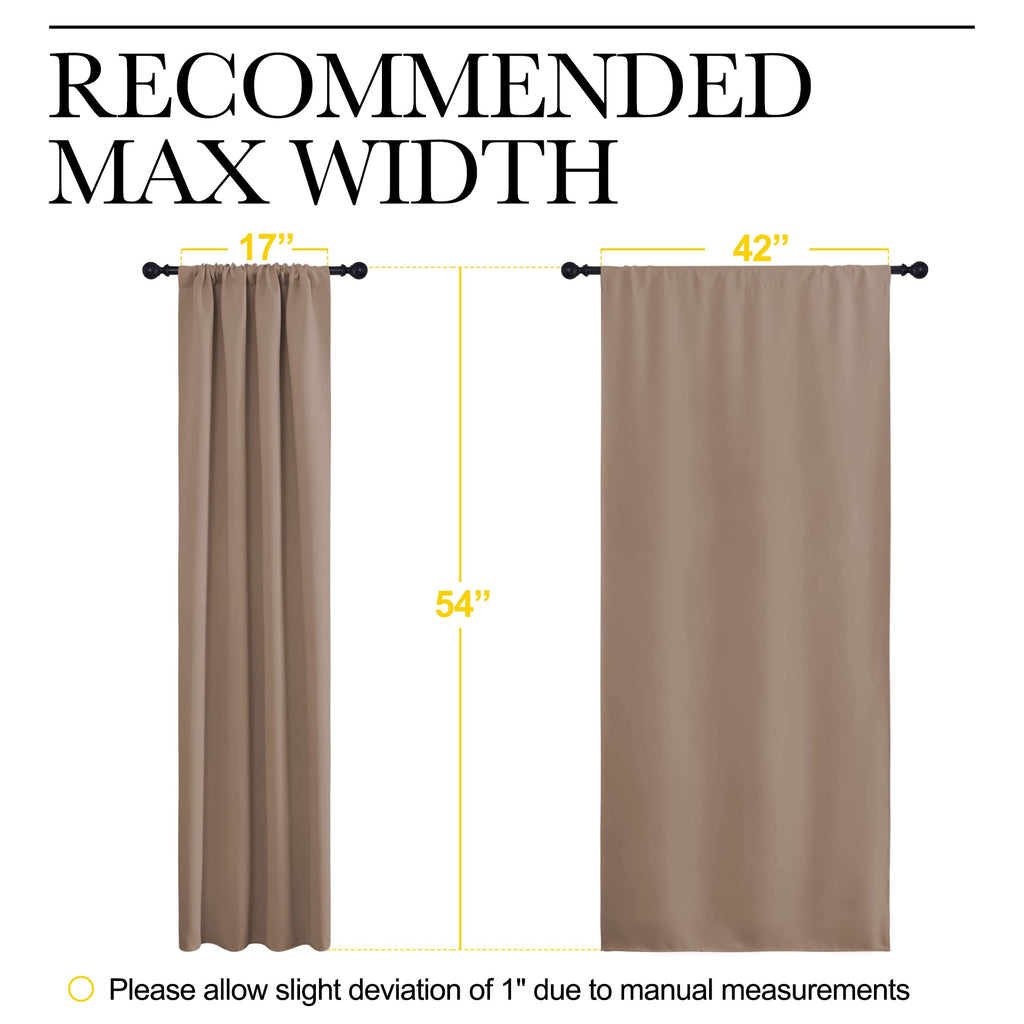NICETOWN Kitchen Window Blackout Curtains - Window Treatment Thermal Insulated Rod Pocket Small Blackout Draperies/Drapes for Bedroom/Kitchen (Cappuccino, Set of 2, 42 inches Wide by 54 inches Long)