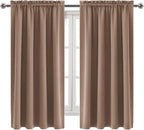 DWCN Blackout Curtains Room Darkening Thermal Insulated Bedroom Curtains Window Curtain Panels, 38 x 63 inches Long, Set of 2 Khaki Rod Pocket Drapes