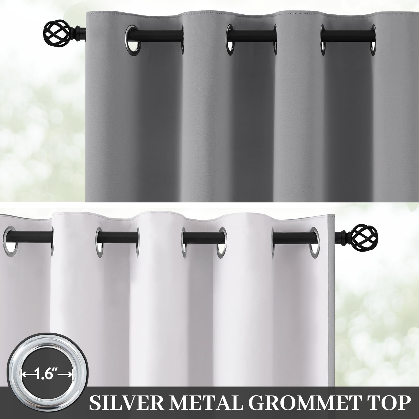 Yakamok Dove Grey 100% Blackout Curtains 84 Inches Long 50" Wide 2 Panel