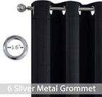 Yakamok Black Room Darkening Grommet Window Drapes Blackout Curtains Thermal Insulated Grommet Curtain Panels for Bedroom, 38W x 84L,1 Panel