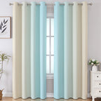 Estelar Textiler Aqua and Beige Ombre Blackout Bedroom Curtains 102 Inches
