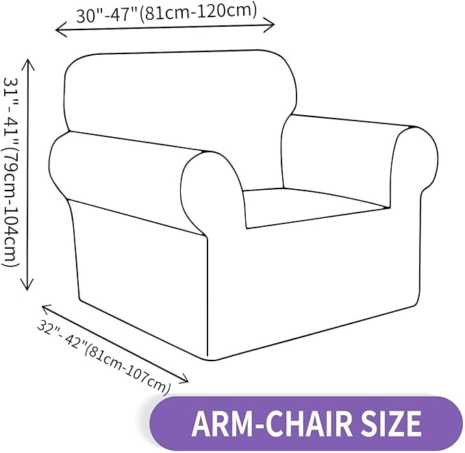 ZNSAYOTX Chair Cover with Arms (30"-47"), New Striped Sofa Chair Covers for Living Room, Dogs Pet Friendly Anti-Slip Chair Protector Spandex Armchair Slipcovers (Black, Chair)