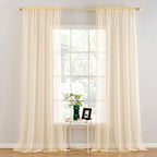 MIULEE Cream Beige Sheer Curtains 54 X 120 Inches, 2 Panels