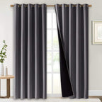 NICETOWN Grey Full Shade Curtain Panels, Pair of Energy Smart & Noise Blocking Out Blackout Drapes for Dining Room Window, Thermal Insulated Guest Room Lined Window Dressing(Gray, 70 x 84 inch)