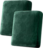 Couch Cover Stretch Velvet Sofa Cushion Cover 2-Piece - Elastic Washable Slipcover for Seat or Backrest, Couch Seat Covers for Sofas (Christmas Green)