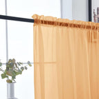 SpaceDresser Basic Rod Pocket Sheer Voile Window Curtain Panels Beige 1 Pair 2 Panels 52 Width 36 Inch Long for Kitchen Bedroom Children Living Room Yard（Beige, 52W x 36L）
