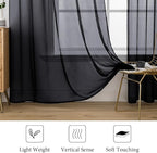 MIULEE 2 Panels Sheer Curtains for Living Room 54 X 63 Inches Black