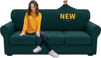 XINEAGE 2026 New 4 Pieces Couch Covers for 3 Cushion Couch Super Stretch Thick Soft Sofa Cover Anti Slip Sofa Slipcover Dogs Cats Furniture Protector (Blackish Green, 71"-91")