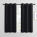 NICETOWN Blackout Draperies Window Curtain Panels, Autumn/Winter Thermal Insulated Solid Grommet Blackout Curtains/Drapes for Cafe (Set of 2, 42 inches by 48 inches, Black)