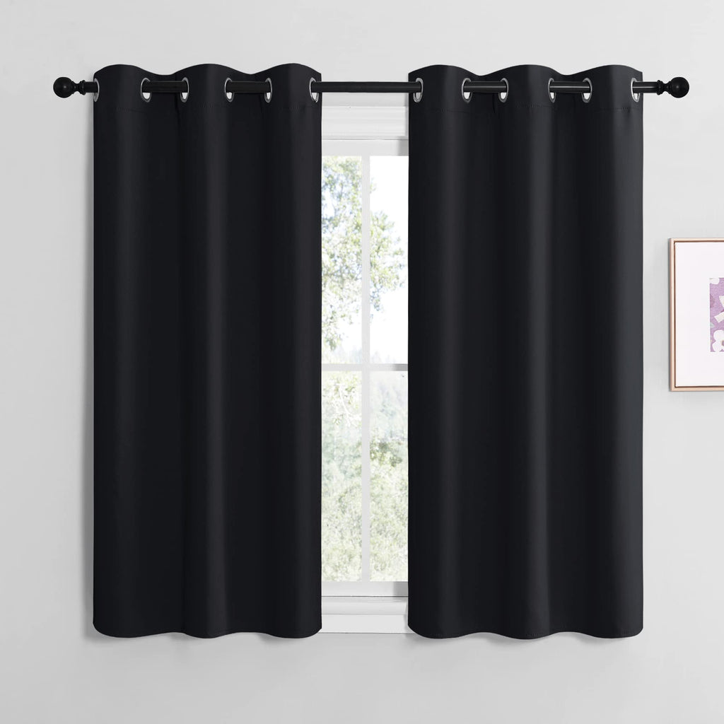 NICETOWN Bedroom Curtains Blackout Drapery Panels, Three Pass Microfiber Thermal Insulated Solid Ring Top Blackout Window Curtains/Drapes (Two Panels, 42 x 50 inches, Gray)