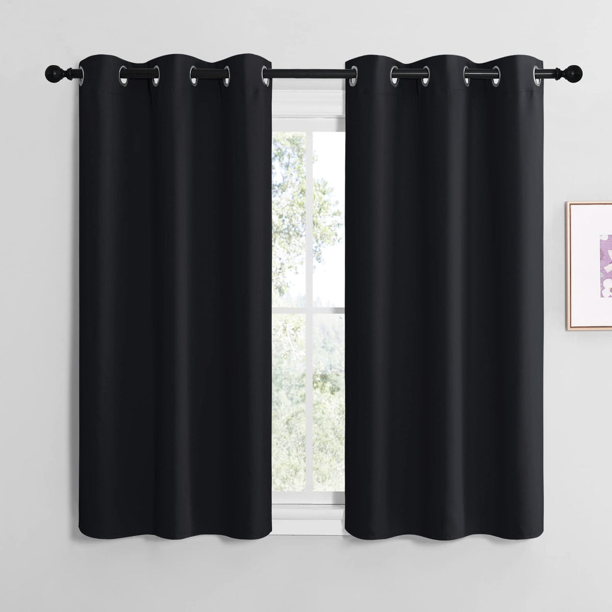 NICETOWN Bedroom Curtains Blackout Drapery Panels, Three Pass Microfiber Thermal Insulated Solid Ring Top Blackout Window Curtains/Drapes (Two Panels, 42 x 50 inches, Gray)