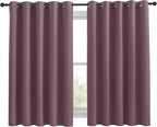 NICETOWN Thermal Insulated Curtains Blackout Draperies, Window Treatment Solid Grommet Room Darkening Drape Panels for Bedroom (Dry Rose, Set of 2, 70 by 63 inches Long)