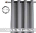 Yakamok Grommet Room Darkening Thermal Insulated Blackout Curtains Window Panels for Bedroom Width 52 Inch by Length 54 Inch Grey Two Curtain Panels