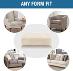 H.VERSAILTEX Velvet Stretch Couch Cushion Cover Plush Cushion Slipcover for Chair Loveseat Sofa Cushion Furniture Protector Seat Cushion Sofa Cover (3 Piece XL Sofa Cushion Covers, Cream)