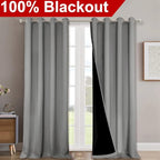 NICETOWN Full Shade Curtain Panels, Pair of Energy Smart & Noise Blocking Out Blackout Drapes for Dining Room Window, Thermal Insulated Guest Room Lined Window Dressing(Silver Grey, 52 x 102 inch)
