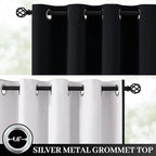 Yakamok 100% Blackout Curtain Panels 63 inches Cold and Light Blocking Drapes for Nursery, 2 Thick Layers Thermal Insulated Draperies (2 Pieces, 50 Wide Each Panel, Black/White Backing)