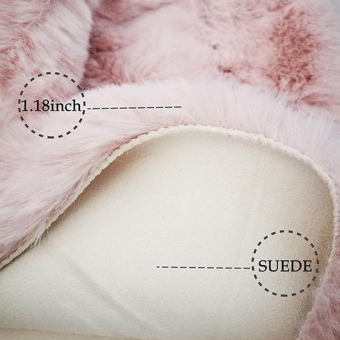 Ghouse Faux Rabbit Fur Round Rug 6ft Pink Round Rugs for Bedroom Decor Fluffy Area Rugs for Living Room, no-Shedding Carpet Sheepskin Washable Rug Rome Decor