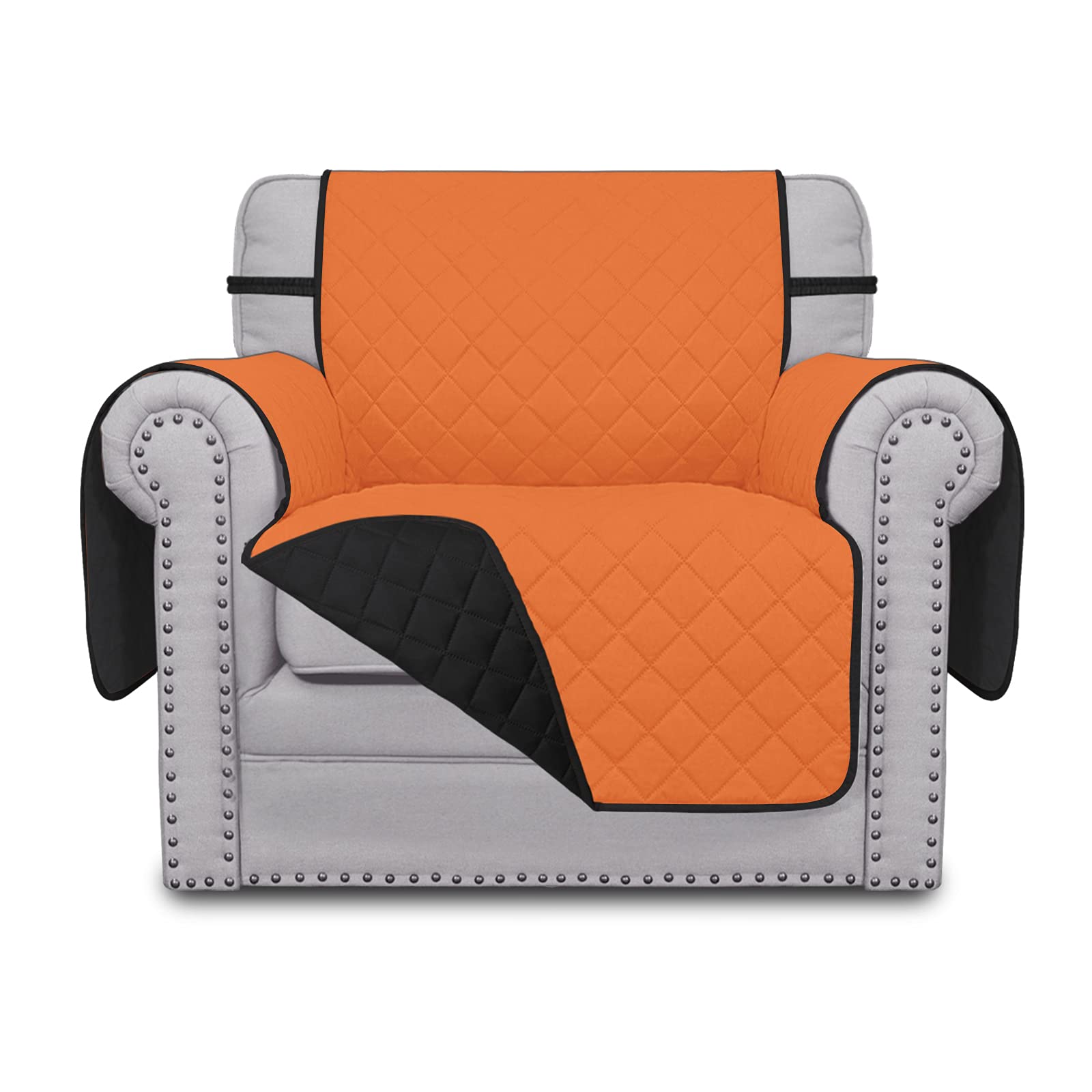 Easy-Going Reversible Couch Cover, Small Chair, Orange/Black