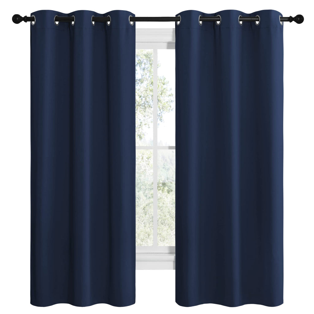 NICETOWN Blackout Draperies Curtains, All Season Thermal Insulated Solid Grommet Top Blackout Curtains/Drapes for Kid's Room (Navy, 1 Pair, 42 x 68 inches)