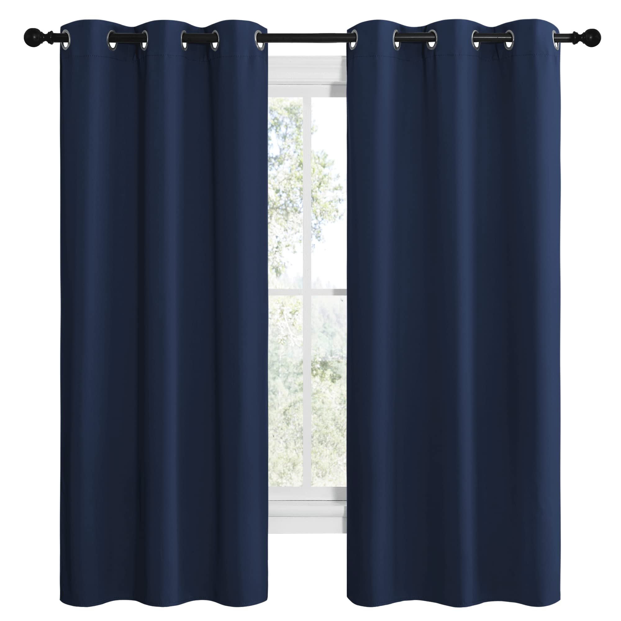 NICETOWN Blackout Draperies Curtains, All Season Thermal Insulated Solid Grommet Top Blackout Curtains/Drapes for Kid's Room (Navy, 1 Pair, 42 x 68 inches)