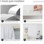 Sovtfides self Adhesive Curtains Portable Blackout Curtain Simple and Easy to Install Bedroom Window Thermal Lnsulated Kitchen Room Darkening Black Small Drapes, 47" W X 59" L, White, 1 Panel
