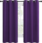 NICETOWN Kitchen Short Blackout Curtains, Home Decoration Thermal Insulated Solid Ring Top Blackout Curtains/Drapes for Bedroom(Set of 2, 42 x 68 Inch, Royal Purple)