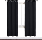 NICETOWN Bathroom Blackout Thermal Curtains and Drapes, Black Solid Thermal Insulated Grommet Blackout Drapery Panels for Window (2 Panels, 34 inches Wide by 72 inches Long, Black)