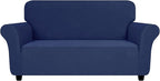 ZNSAYOTX Super Stretch Loveseat Covers (57"-70"), New Striped Love Seat Slipcover, Dogs Pet Friendly Anti-Slip Couch Protector Spandex Durable 2 Seater Fabric Sofa Cover (Navy Blue, Loveseat)