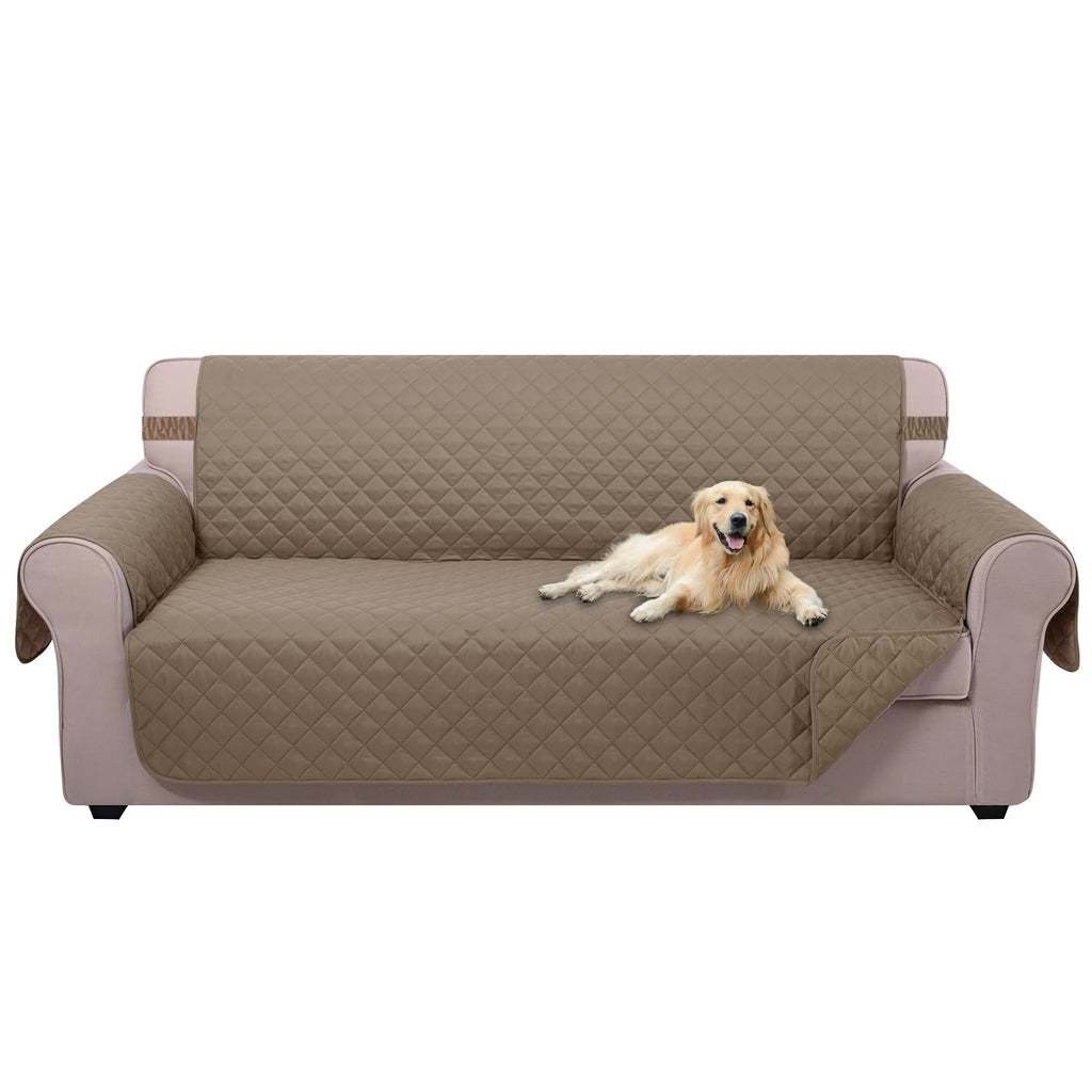 U-NICE HOME 4 Seater Sofa Cover 91''Large Couch Cover, Taupe/Taupe