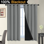 Yakamok Dove Grey 100% Blackout Curtains, Thermal Insulated Total Blackout Drapes for Bedroom, Heat Blocking Window Curtains for Living Room(52Wx63L, 2 Panels)