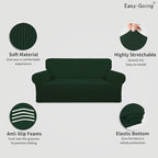 Easy-Going Stretch Oversized Loveseat Slipcover 1-Piece Sofa Cover Furniture Protector Couch Soft with Elastic Bottom for Kids Polyester Spandex Jacquard Fabric Small Checks Dark Green