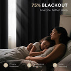 Joydeco Christmas Blackout Curtains for Living Room, Black Curtains 90 Inch Long 2 Panels Set, Room Darkening Grommet Drapes for Bedroom Window (Black, W52 x L90 Inch)