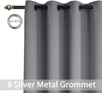 Yakamok Gray Blackout Curtain Panels 96 inches - Light Reducing Thermal Insulated Solid Grommet Blackout Curtains/Panels/Drapes for Living Room 1 Panel, 52 inches by 96 Inch, Grey