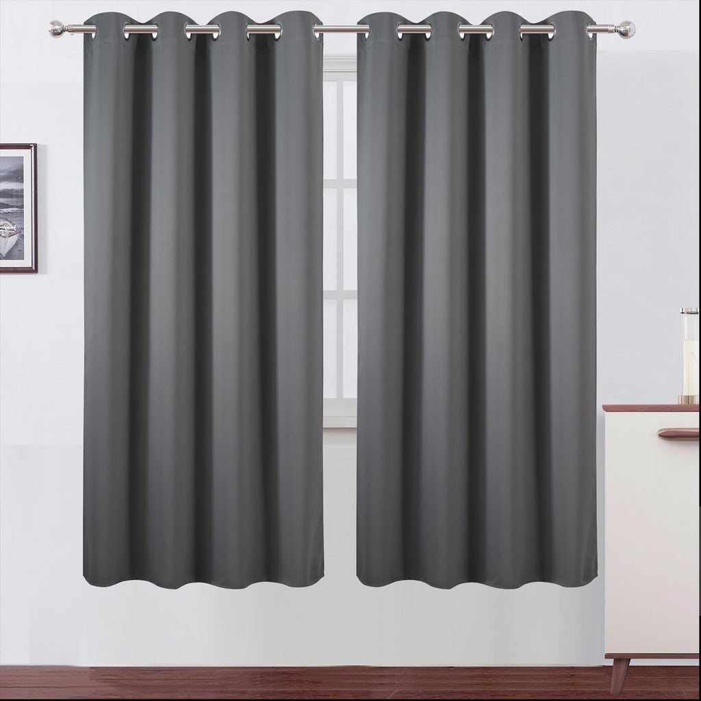 LEMOMO Blackout Curtains 66 x 72 Inch Long Frost Grey Curtains Set of 2 Panels Room Darkening Curtains for Bedroom and Living Room