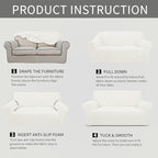 Easy-Going Stretch Loveseat Slipcover 1-Piece Sofa Cover Furniture Protector Couch Soft with Elastic Bottom for Kids Polyester Spandex Jacquard Fabric Small Checks (Loveseat, Cream)