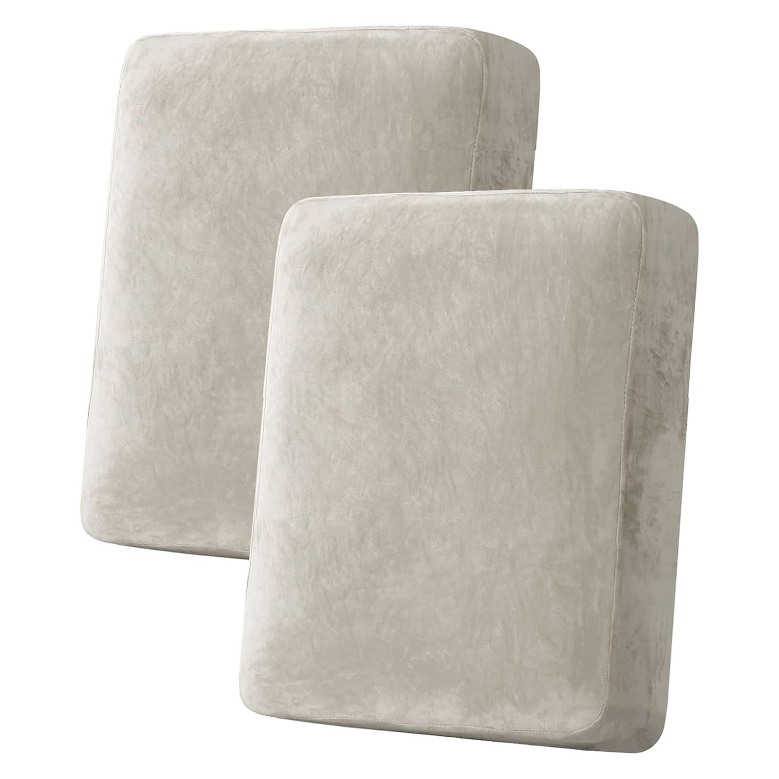 H.VERSAILTEX Velvet Stretch Couch Cushion Cover Plush Cushion Slipcover for Loveseat Cushion Furniture Protector Seat Cushion Sofa Cover (2 Piece Medium Sofa Cushion Covers, Oatmeal)