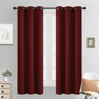 Yakamok Blackout Curtains for Bedroom, Thermal Insulated Blackout Window Curtains with Grommet Top for Living Room- Burgundy Red- 38W x 63L -2 Panels