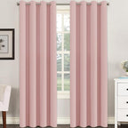 H.VERSAILTEX Pink Blackout Curtain for Living Room Thermal Insulated Window Treatment Curtain Extra Long 120 inch Length Energy Saving Solid Grommet Blackout Drape, 1 Panel, Baby Pink, 52" W x 120" L