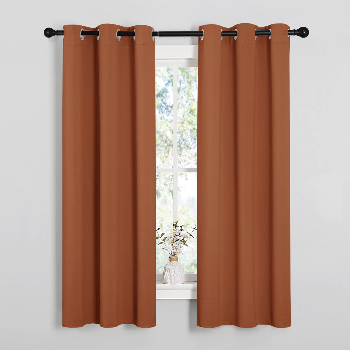 NICETOWN Black Blackout Curtains for Living Room 34" w x 63" L 2 Panels