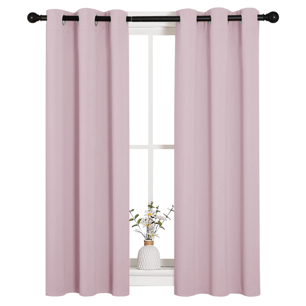 NICETOWN Blackout Curtain Panels for Girls Room, Nursery Essential Thermal Insulated Solid Grommet Top Blackout Drapes (Baby Pink=Lavender Pink, 1 Pair, 29 x 45 Inch)