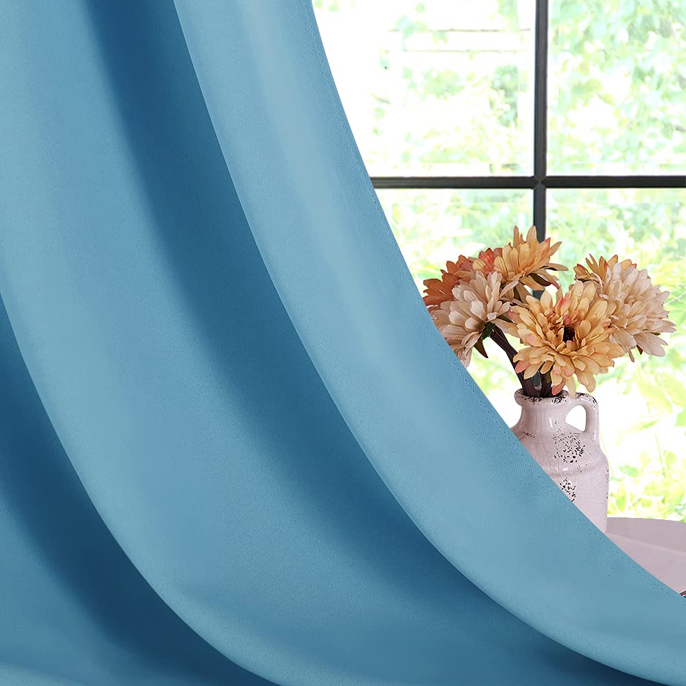 NICETOWN Blackout Curtains for Bedroom, Teal Blue, 42 W by 80 L, Set of 2, Thermal Insulated Curtains & Drapes with Grommet Top for Living Room, Privacy Window Treatment Draperies