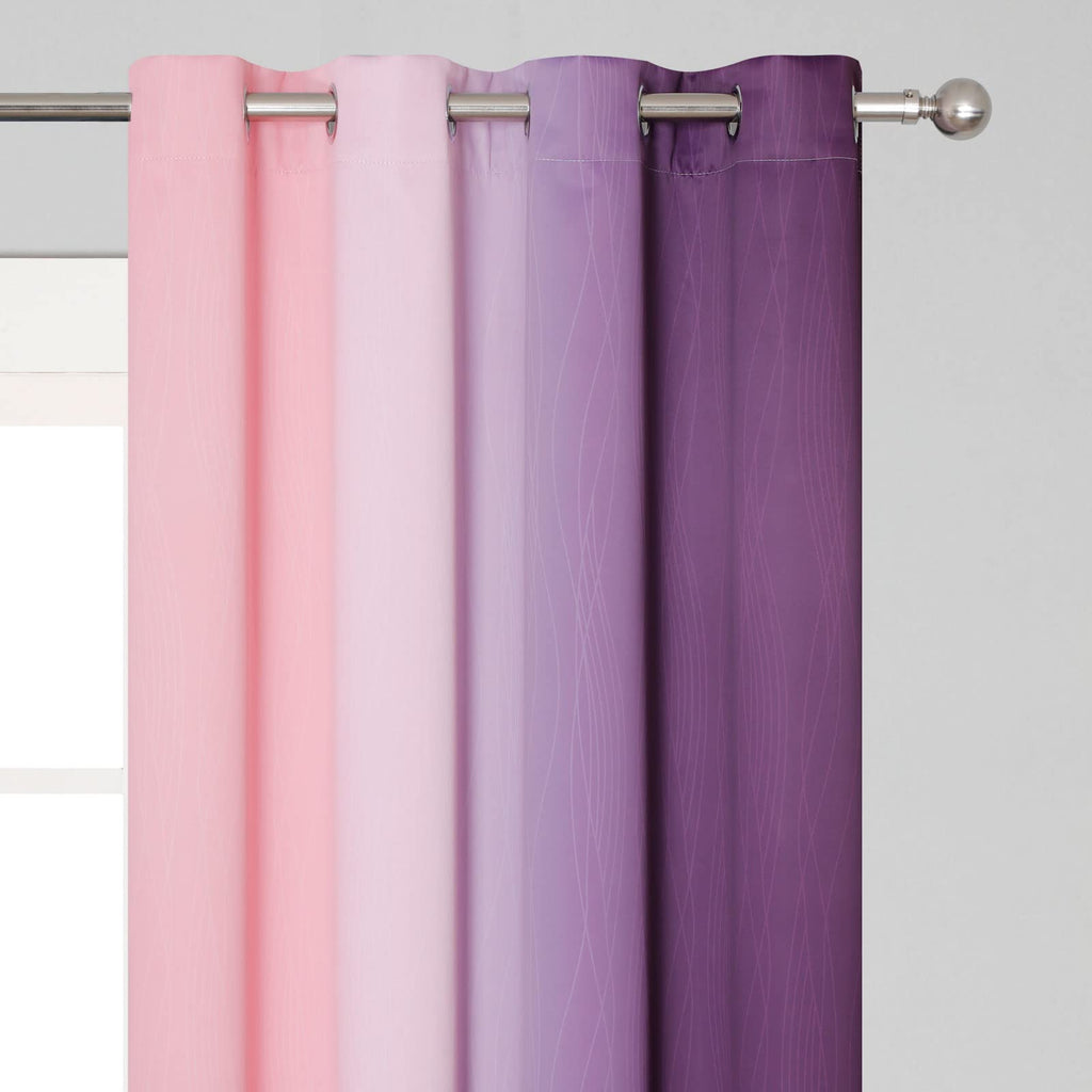 Pink and Purple Ombre Blackout Curtains for Girls Bedroom 102 Inches Long