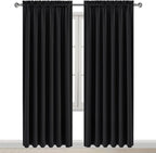 DWCN Blackout Curtains for Living Room Thermal Insulated, Energy Saving & Noise Reducing Bedroom Curtains, Black, W 70x L 84 Inch, Set of 2 Rod Pocket Curtain Panels