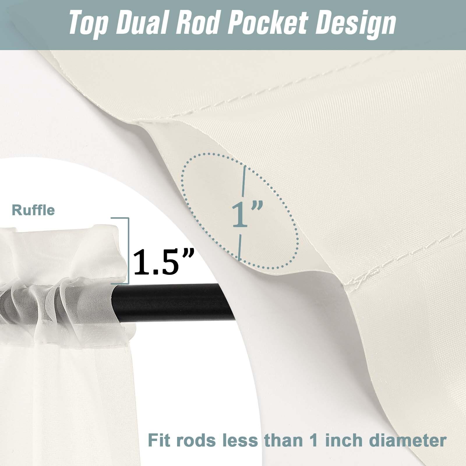 Ebesto Extra Wide Ivory Sheer Curtains 90 Inches Long 2 Panels, Light Filtering Lightweight Solid Sheer Curtains for Bedroom Living Room, Window Voile Sheer Drapes, Dual Rod Pocket, 2x59Wx90L Inches