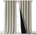 NICETOWN Natural 100% Blackout Curtains for Windows, Super Heavy-Duty Black Lined Total Darkness Drapes for Bedroom, Privacy Assured Window Treatment for Patio (Pack of 2, 70 inches W x 108 inches L)
