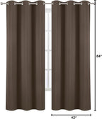 LEMOMO Chocolate Thermal Blackout Curtains/42 x 84 Inch/Set of 2 Panels Room Darkening Curtains for Bedroom